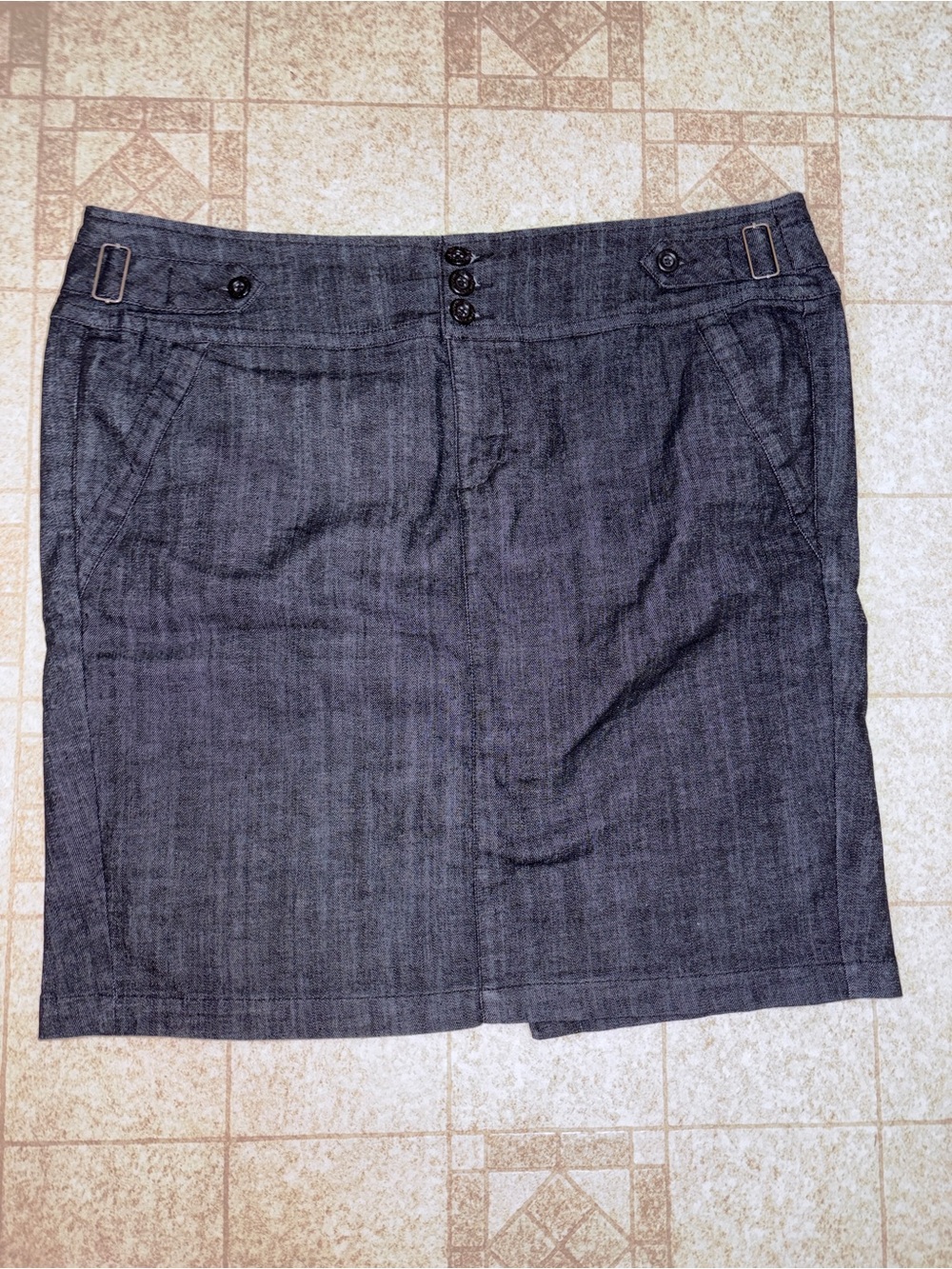 Y2K Boom Boom Jean Dark Wash Denim Straight Skirt PlusSize 3X Slit Back Pockets
